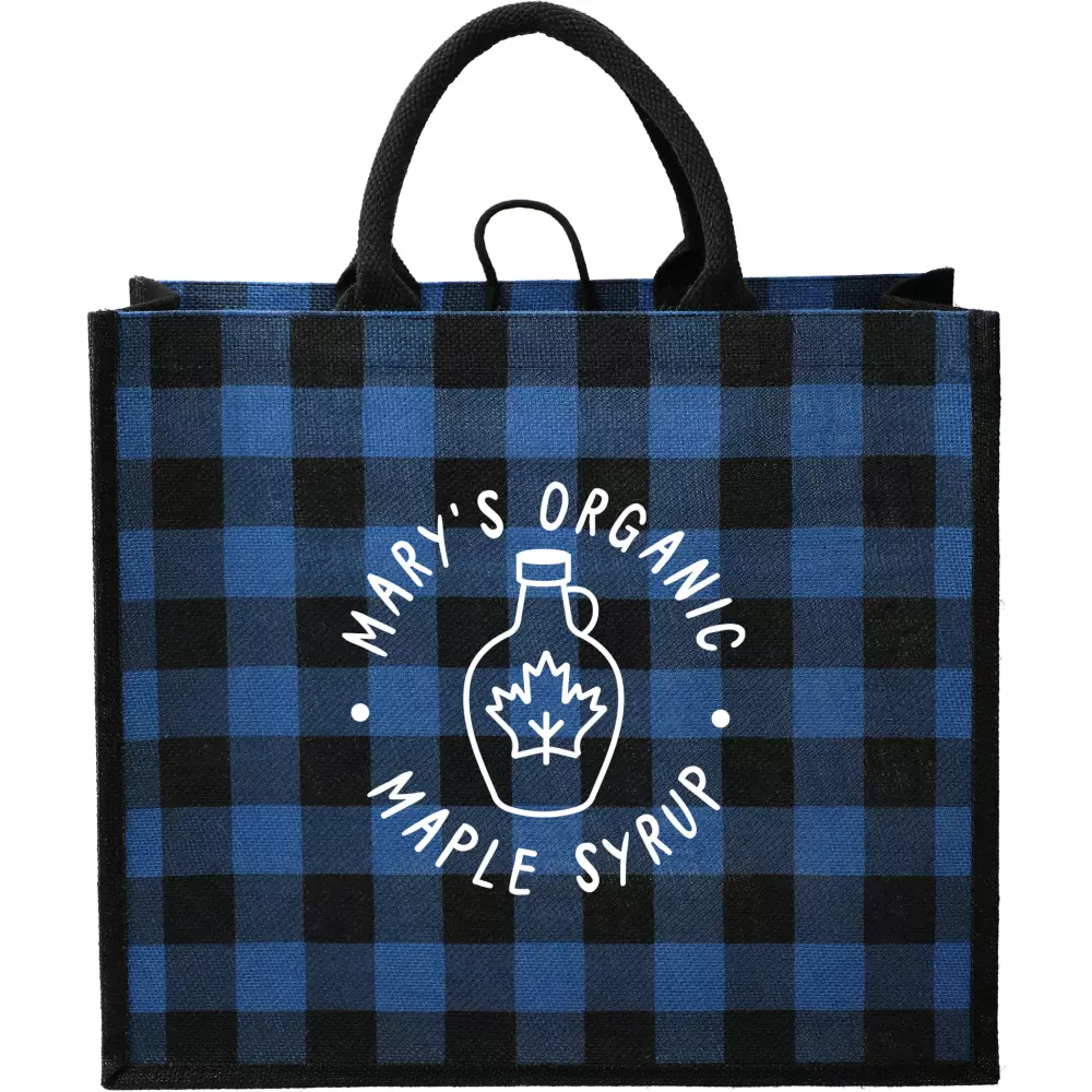 Buffalo Plaid Printed Jute Tote