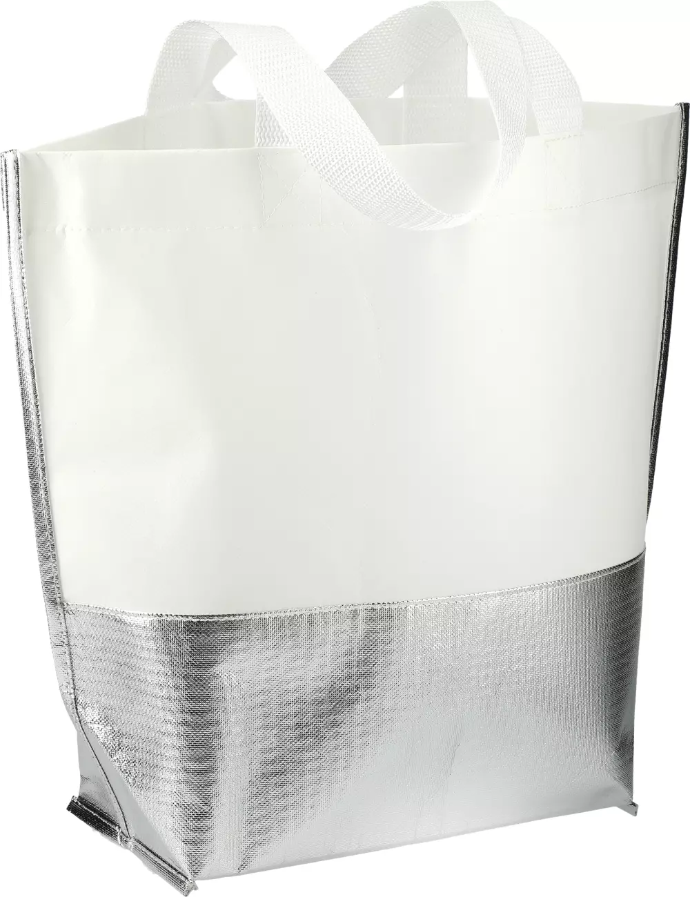 Large Laminated Metallic Bottom Tote