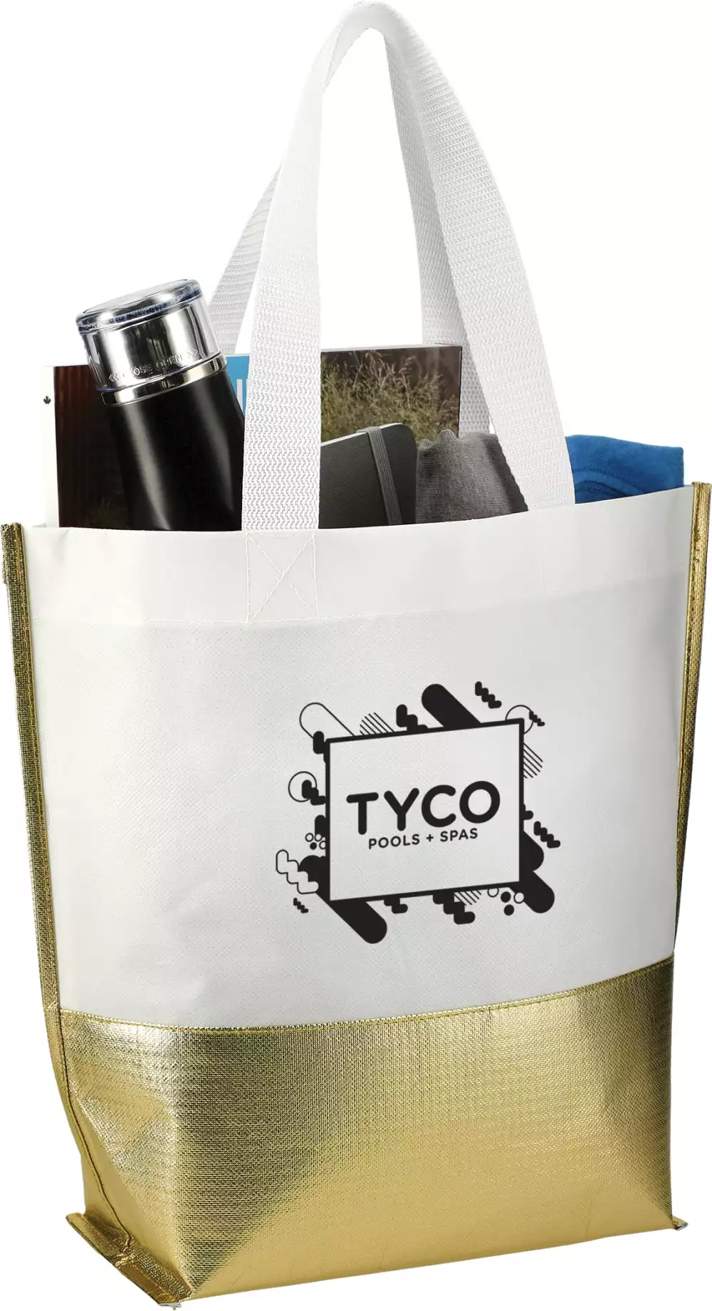 Large Laminated Metallic Bottom Tote
