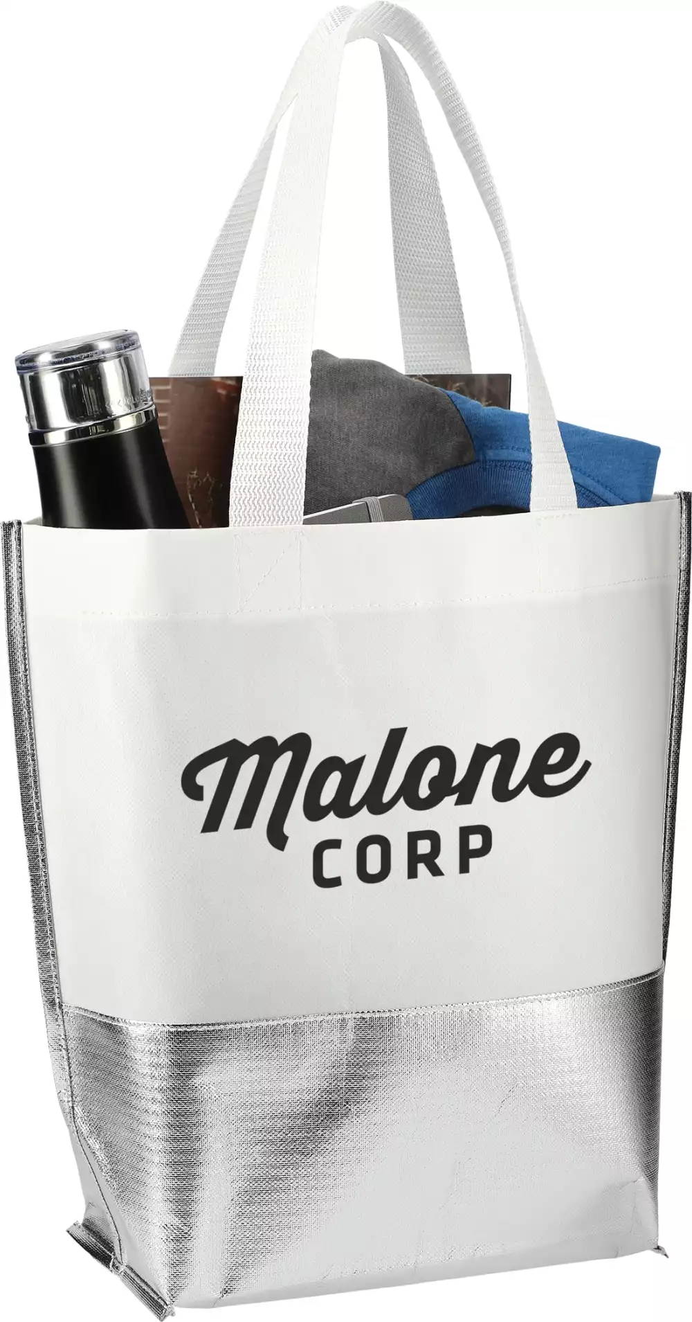 Large Laminated Metallic Bottom Tote