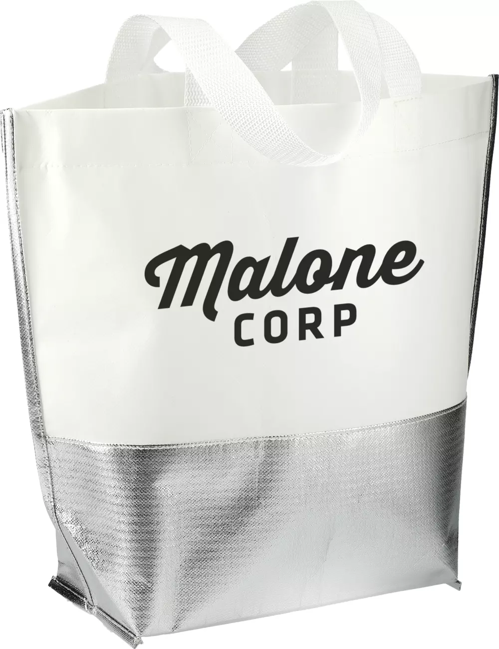 Large Laminated Metallic Bottom Tote