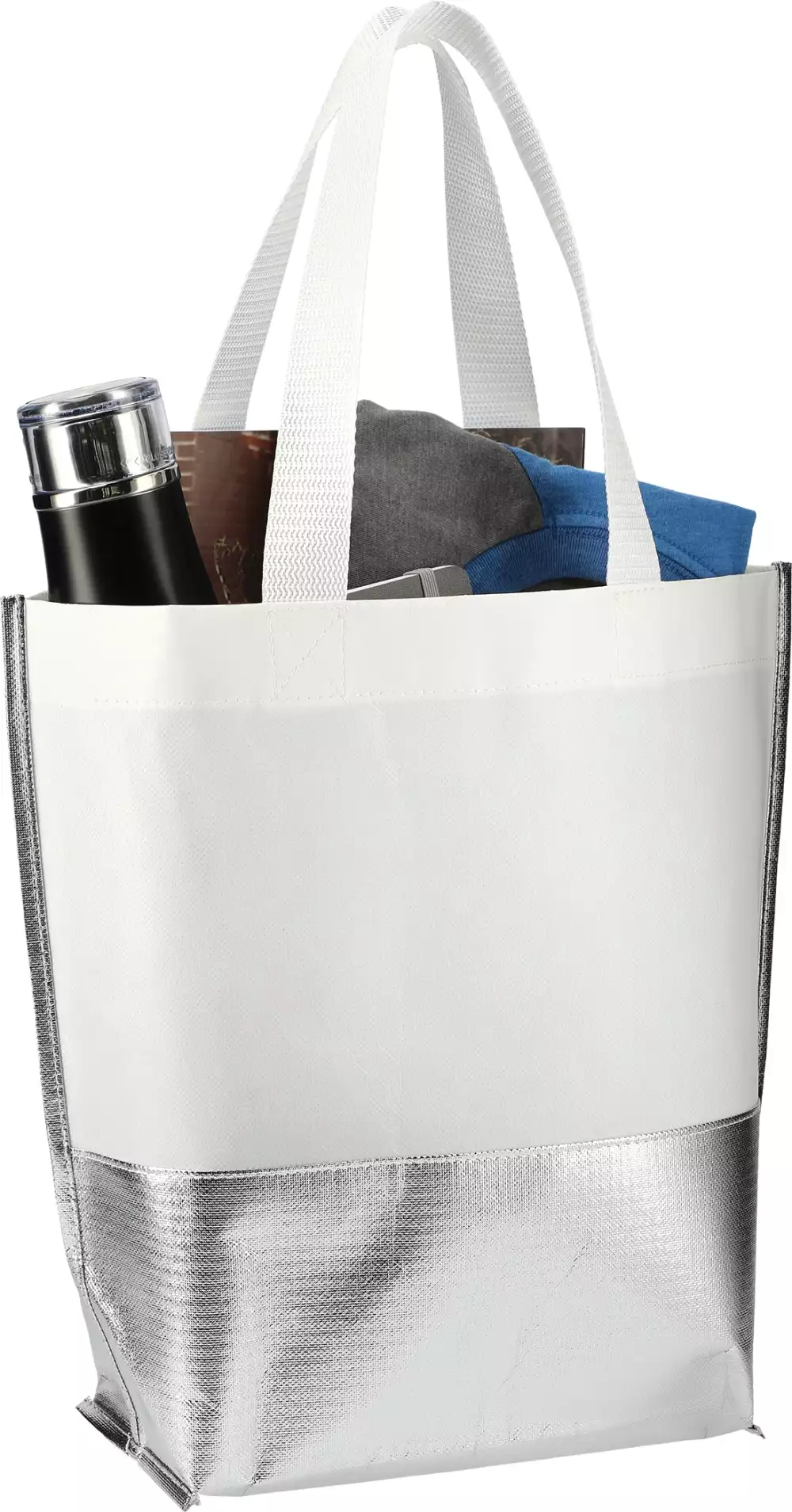 Large Laminated Metallic Bottom Tote
