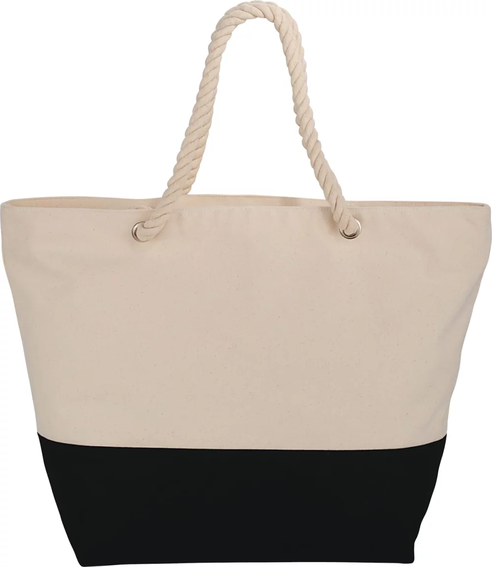 Zippered 12oz Cotton Canvas Rope Tote