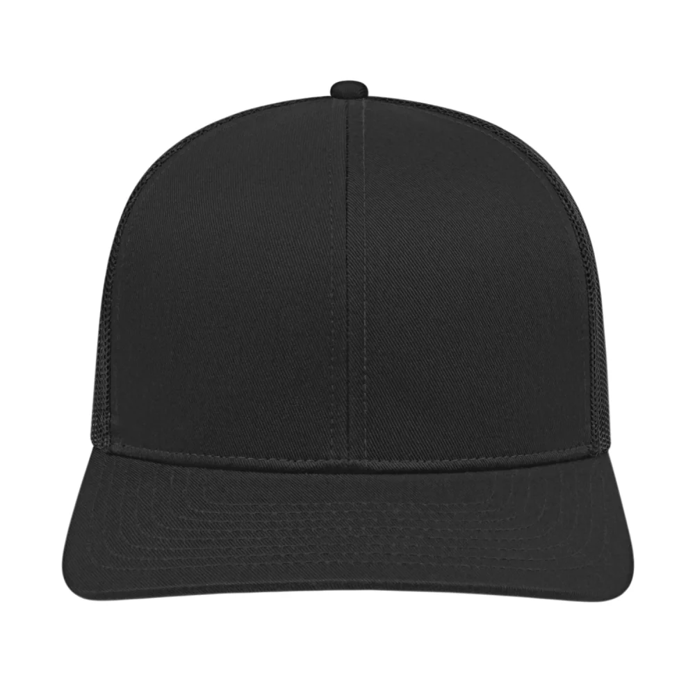 Casquette de camionneur en poly/coton avec filet à l'arrière.