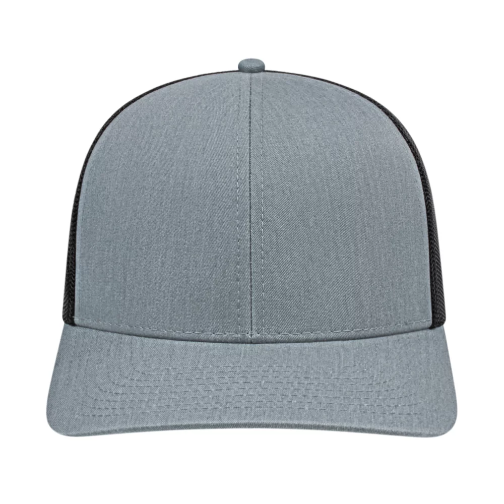 Casquette de camionneur en poly/coton avec filet à l'arrière.