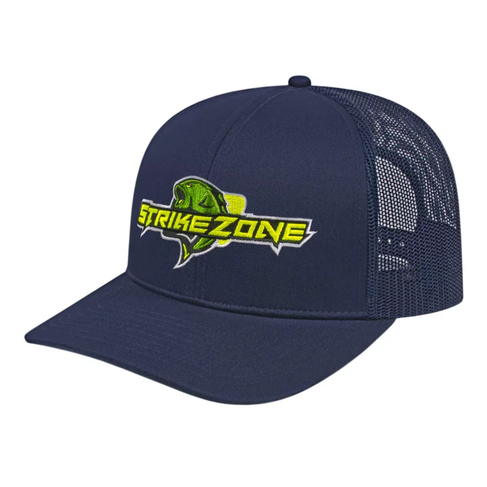 Casquette de camionneur en poly/coton avec filet à l'arrière.