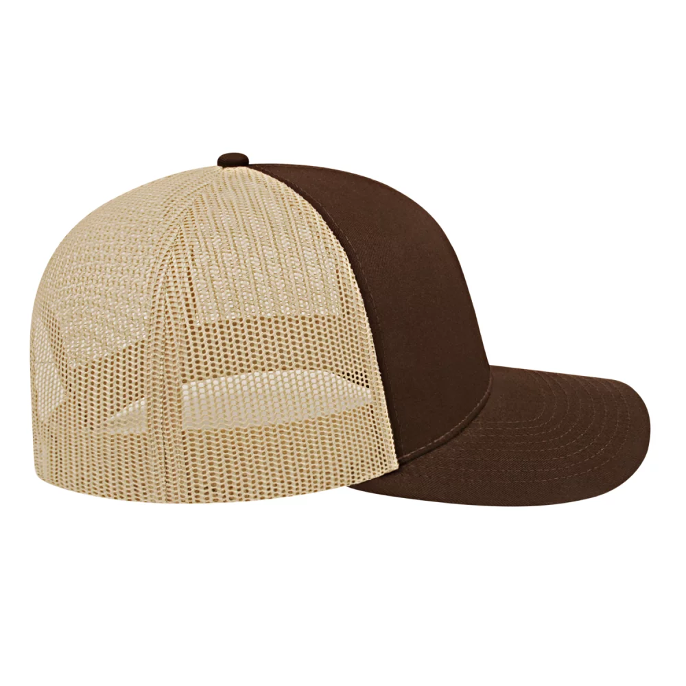 Casquette de camionneur en poly/coton avec filet à l'arrière.