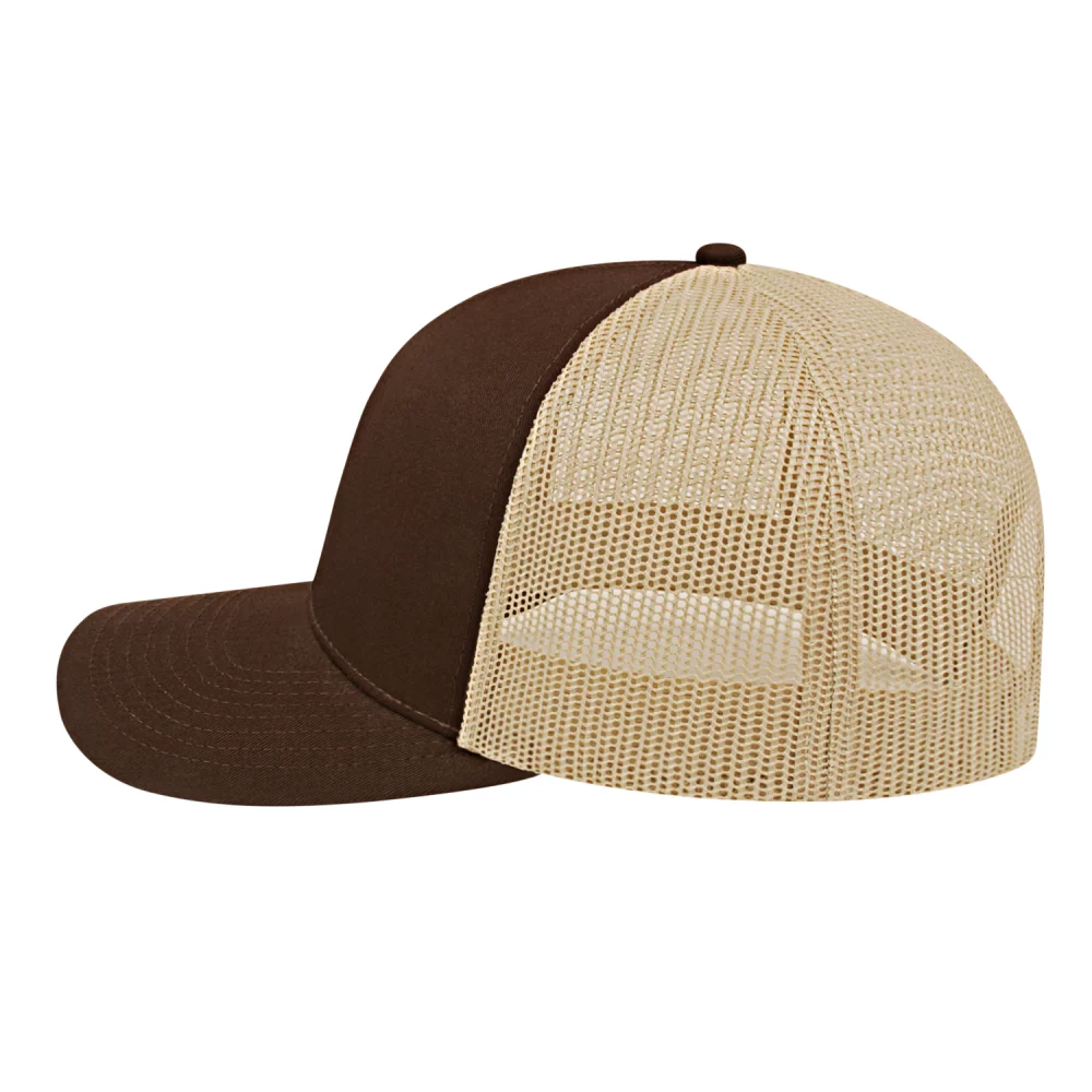 Casquette de camionneur en poly/coton avec filet à l'arrière.