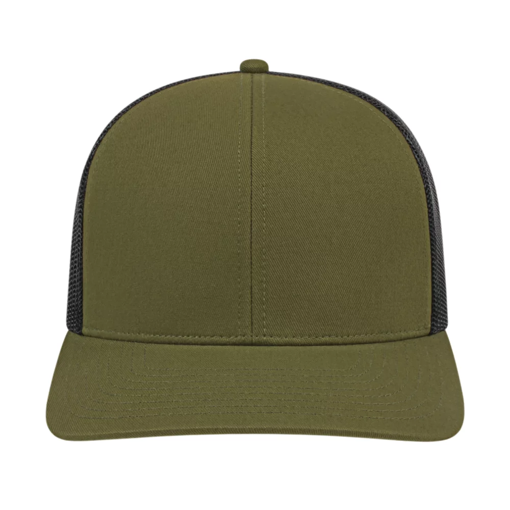 Casquette de camionneur en poly/coton avec filet à l'arrière.
