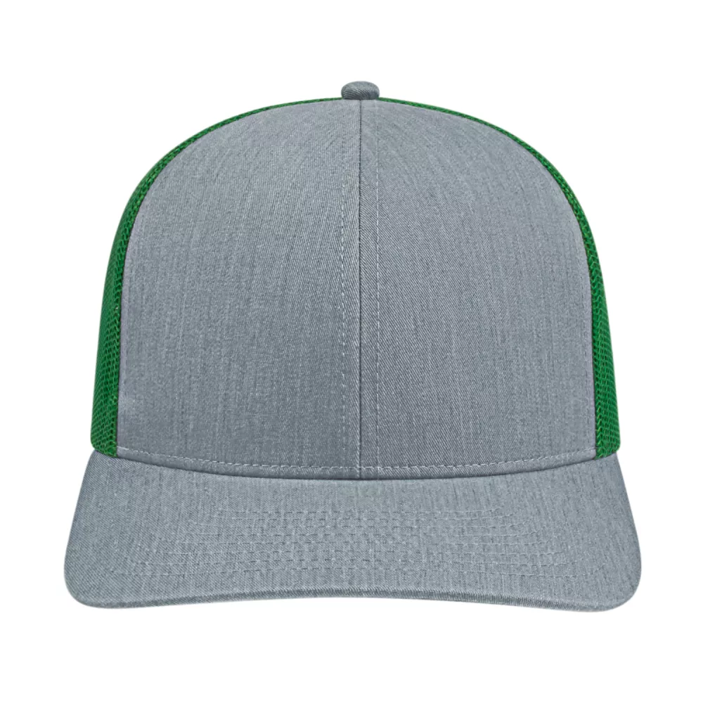 Casquette de camionneur en poly/coton avec filet à l'arrière.