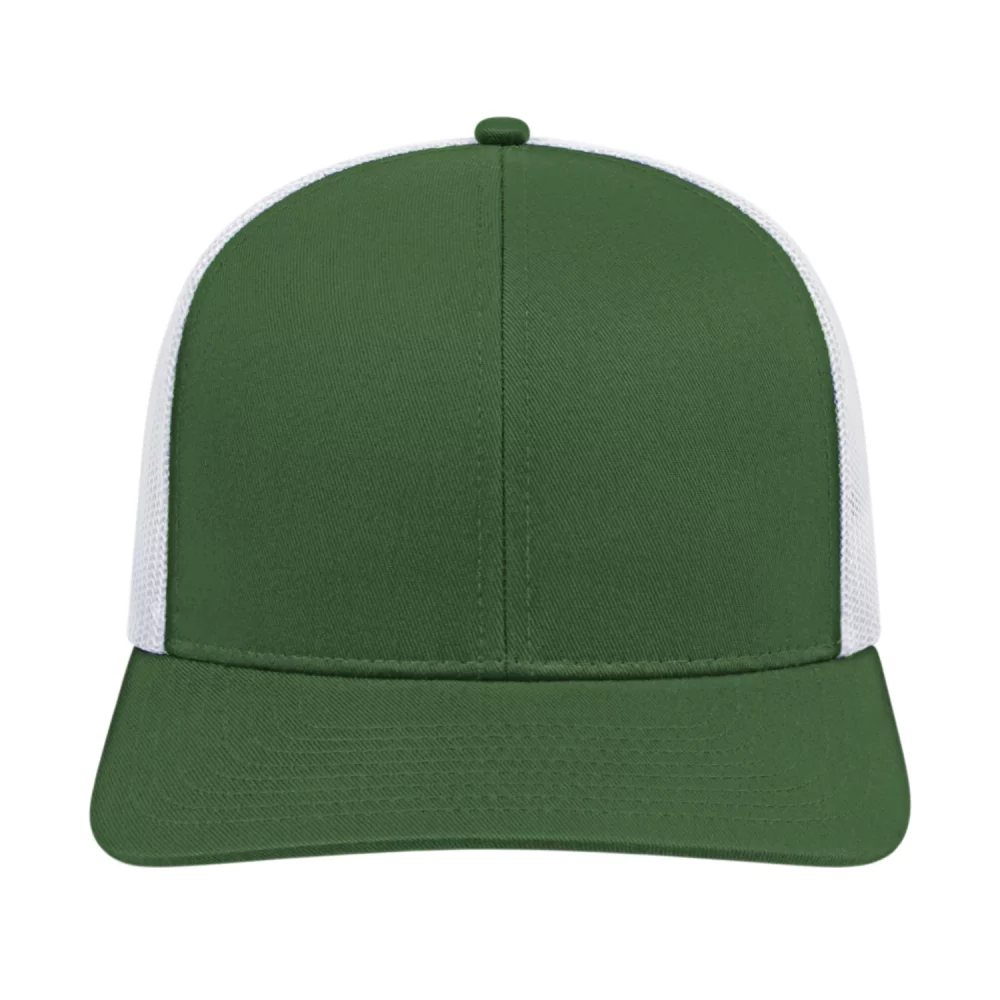 Casquette de camionneur en poly/coton avec filet à l'arrière.