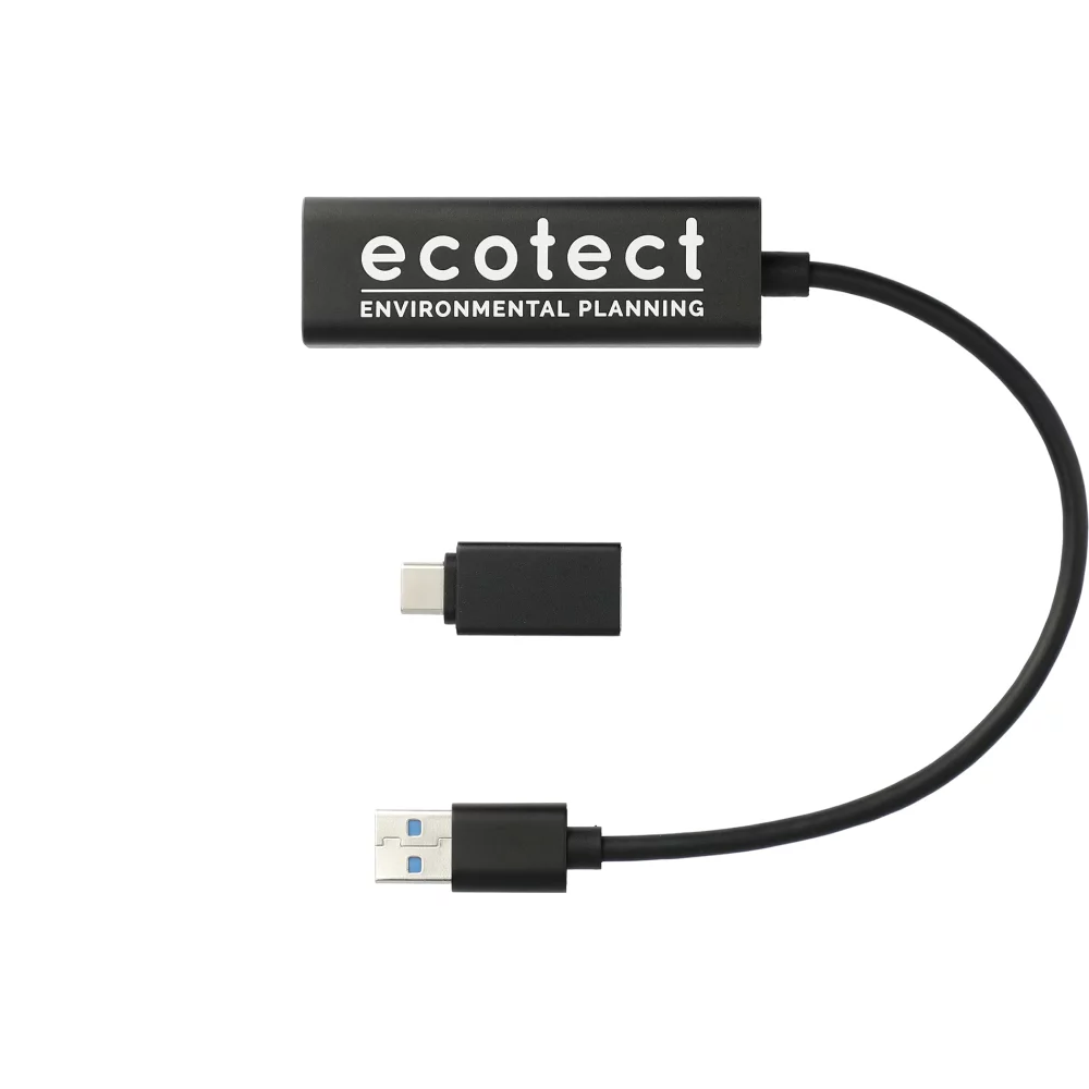 Concentrateur USB 3.0 en aluminium avec adaptateur de type C