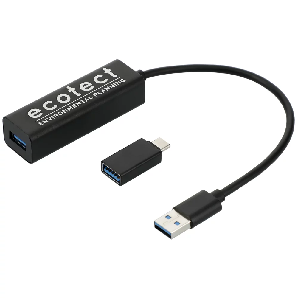 Concentrateur USB 3.0 en aluminium avec adaptateur de type C