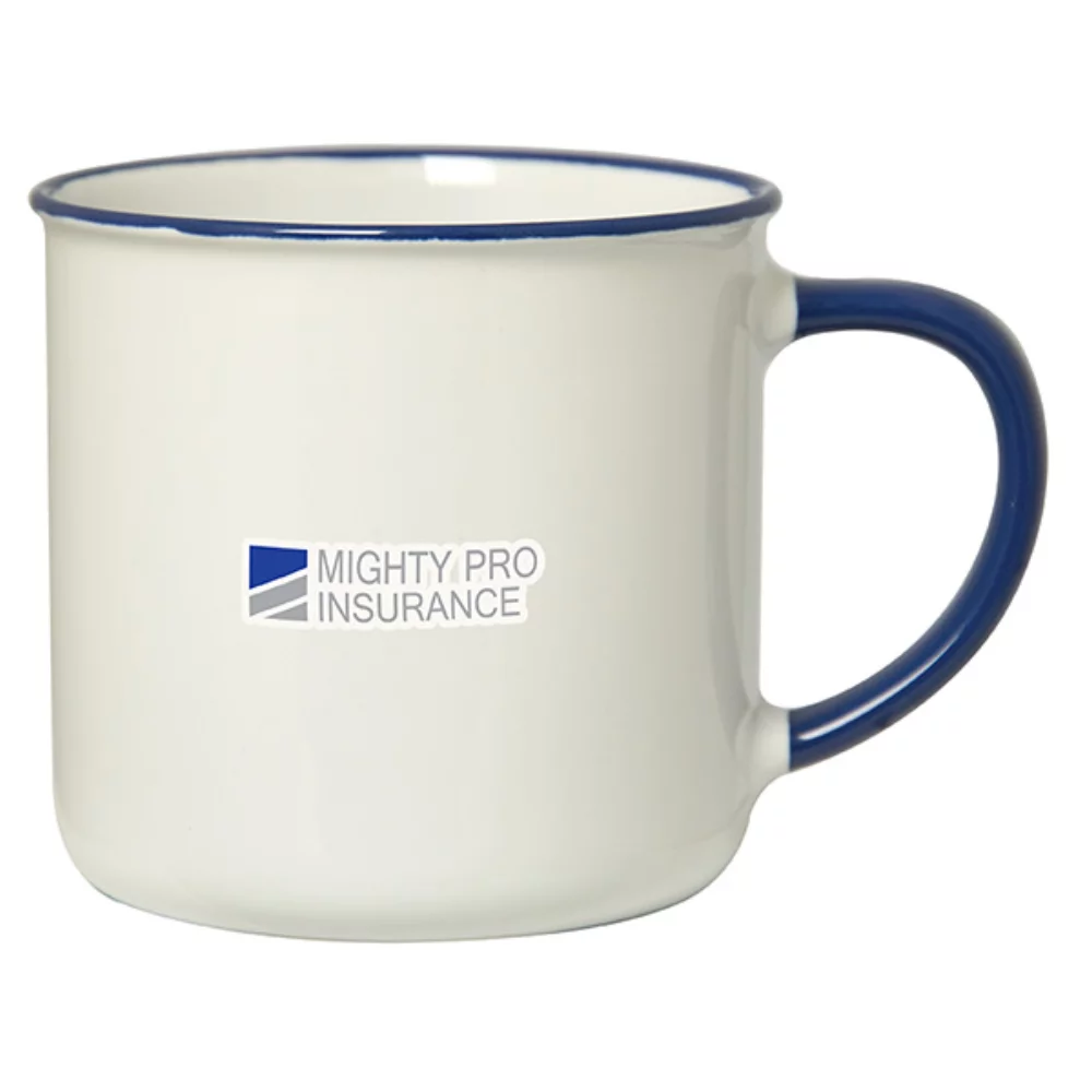 Mug en grès de 350 ml (12 oz liquides) avec bord/poignée coloré.