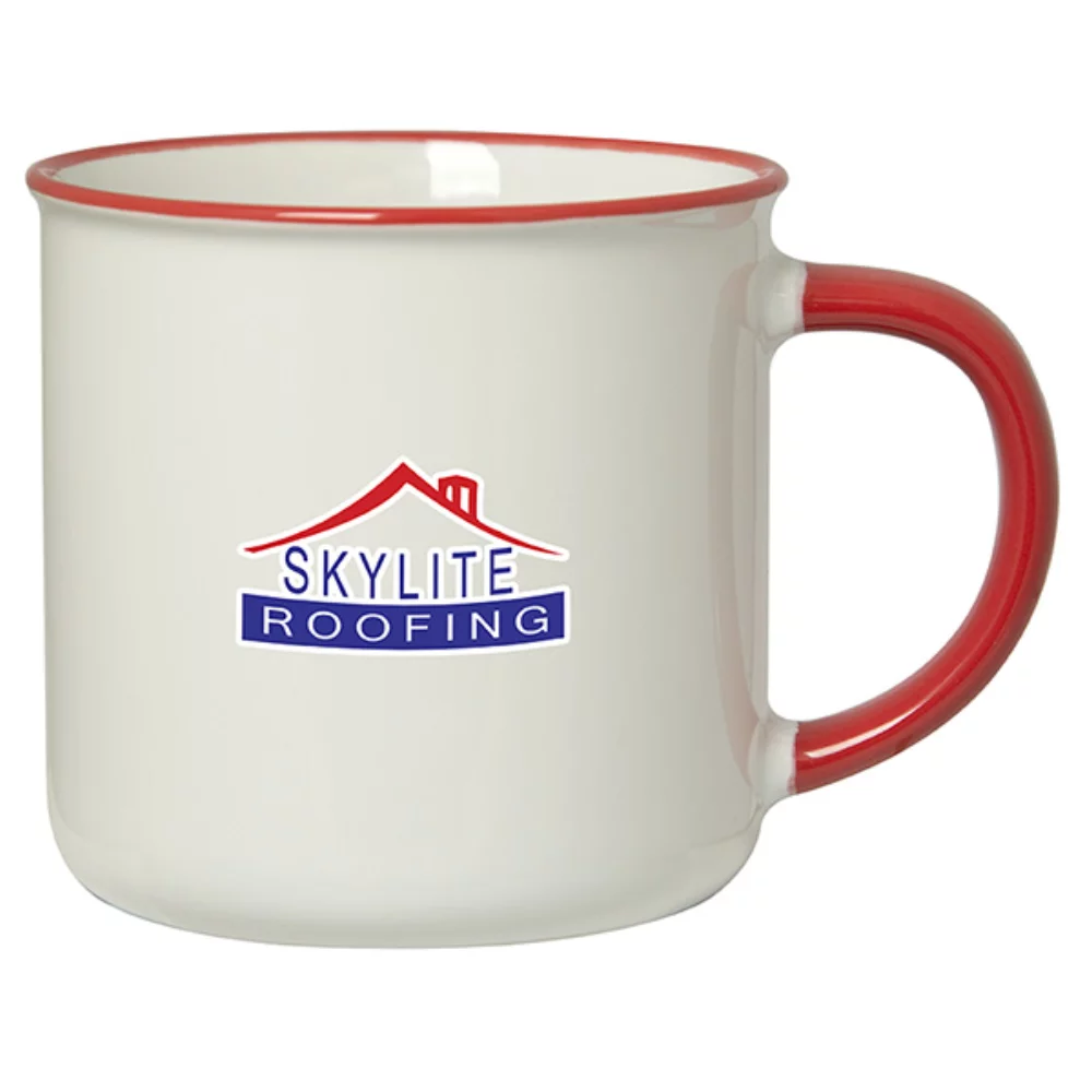 Mug en grès de 350 ml (12 oz liquides) avec bord/poignée coloré.