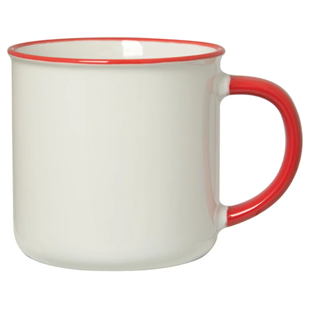 Mug en grès de 350 ml (12 oz liquides) avec bord/poignée coloré.