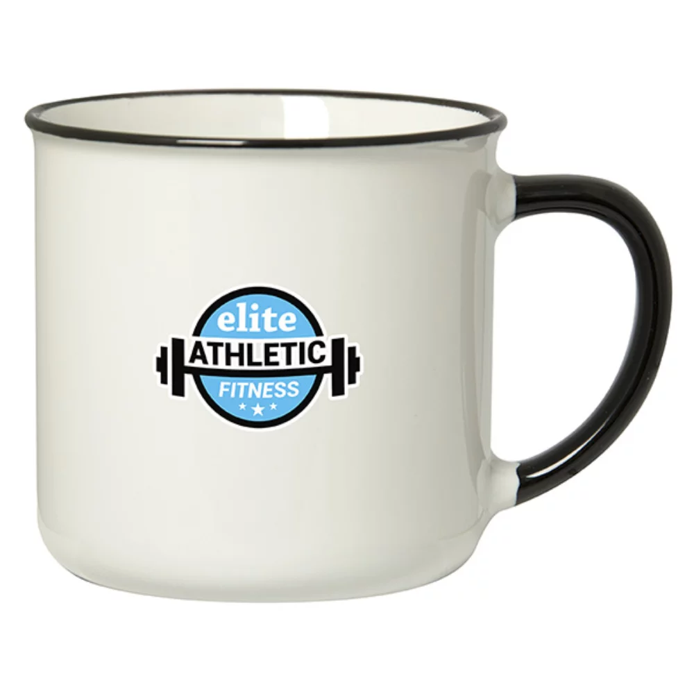 Mug en grès de 350 ml (12 oz liquides) avec bord/poignée coloré.