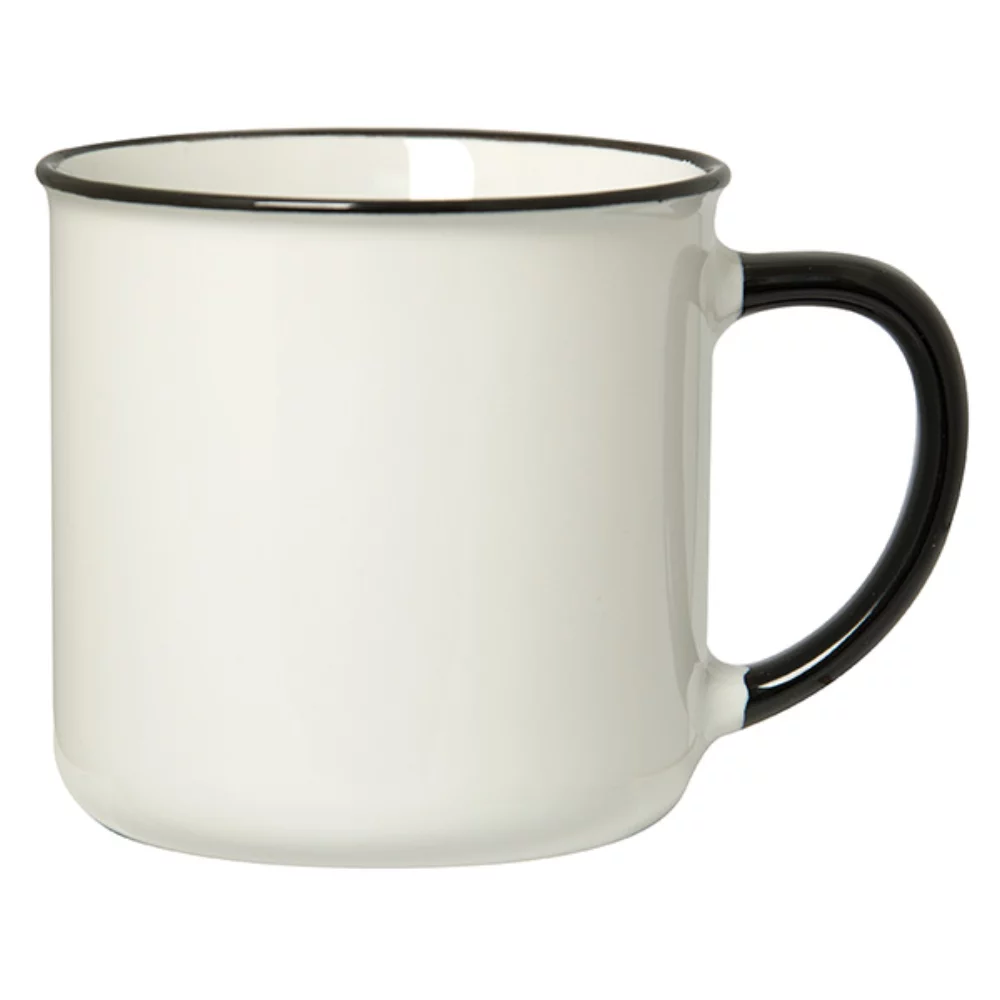 Mug en grès de 350 ml (12 oz liquides) avec bord/poignée coloré.