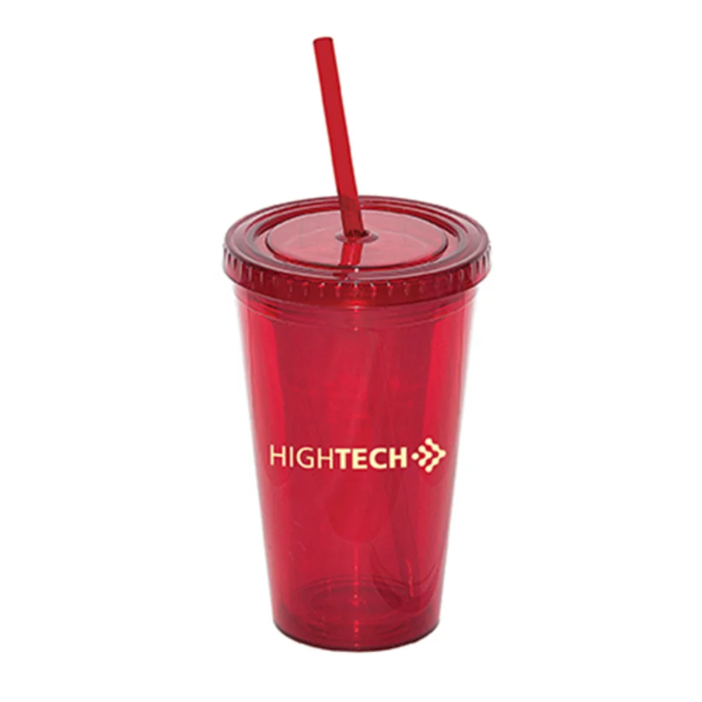 500 Ml. 17 Fl. Oz. Double Walled Tumbler With Straw