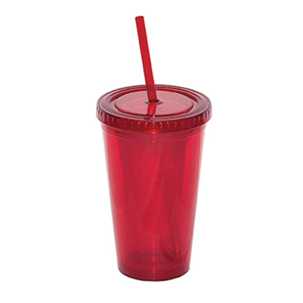 500 Ml. 17 Fl. Oz. Double Walled Tumbler With Straw