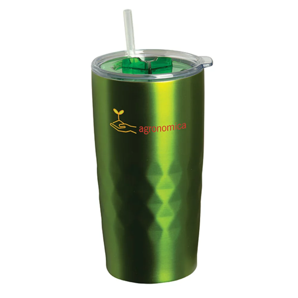 Montego 600 Ml. (20 Fl. Oz.) Double Walled Travel Tumbler With Straw