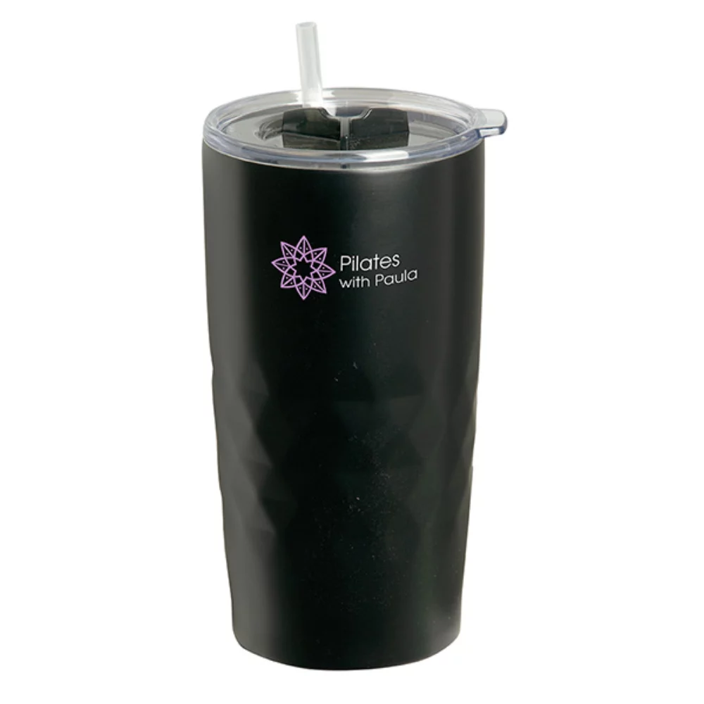 Montego 600 Ml. (20 Fl. Oz.) Double Walled Travel Tumbler With Straw