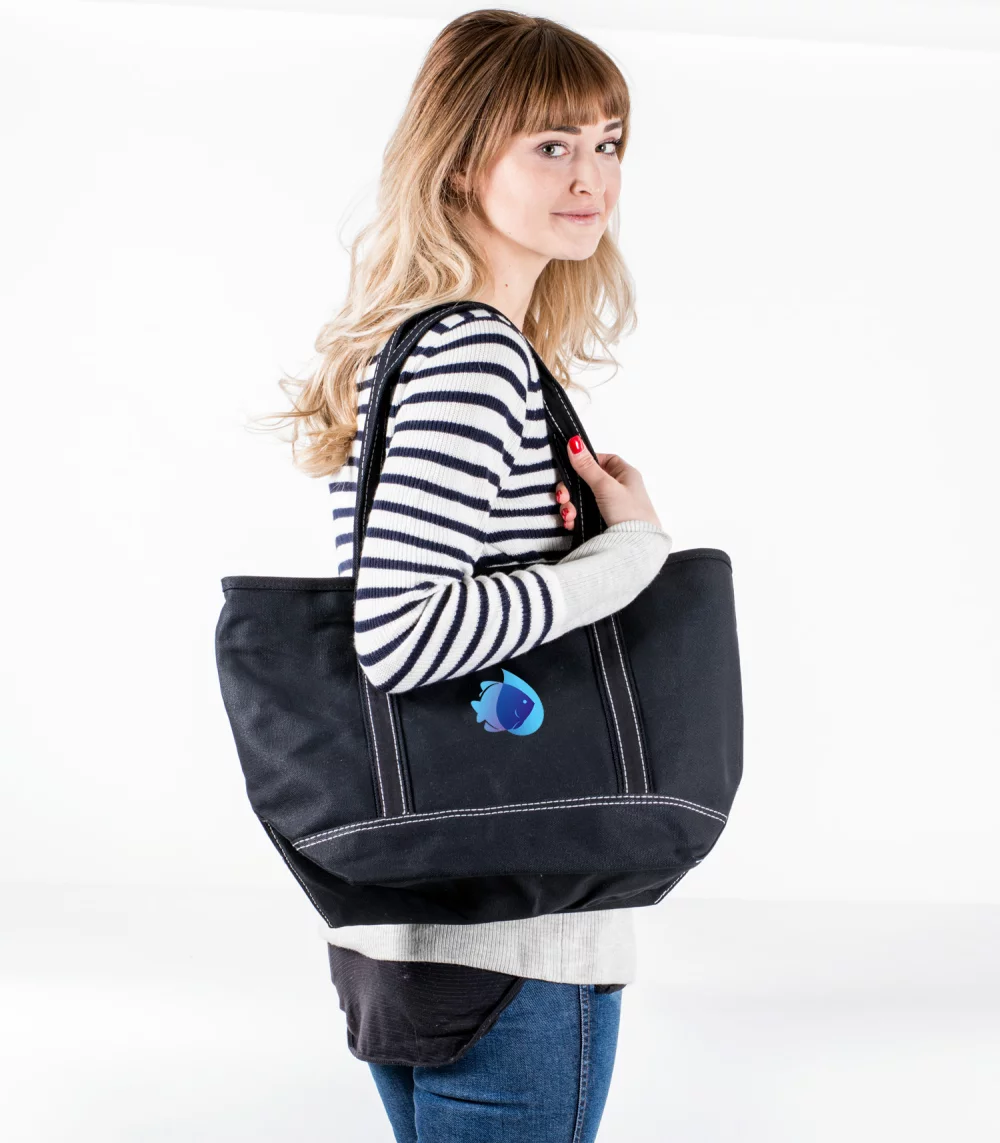 Zippered Solid Color Boat Tote