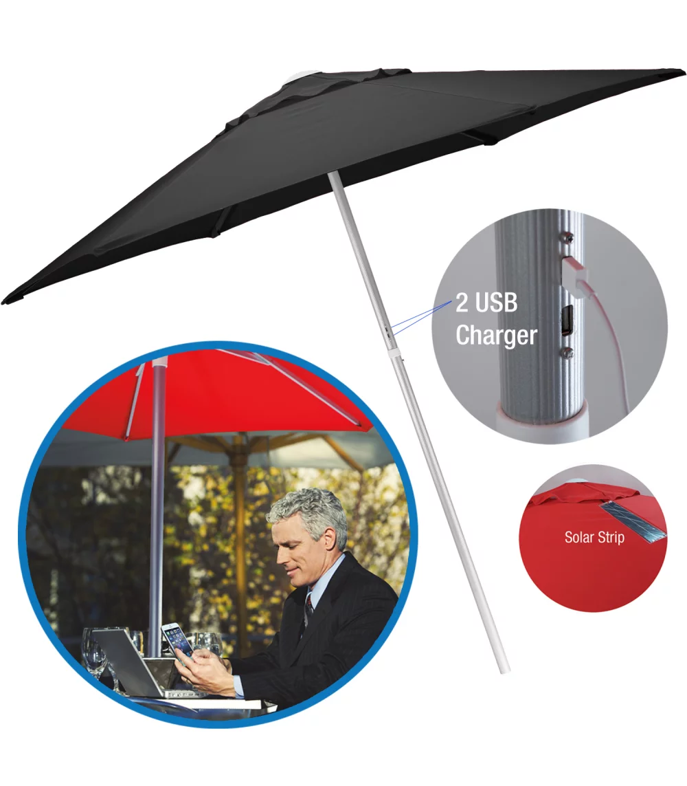 Parasol de marché solaire USB de 7 pieds