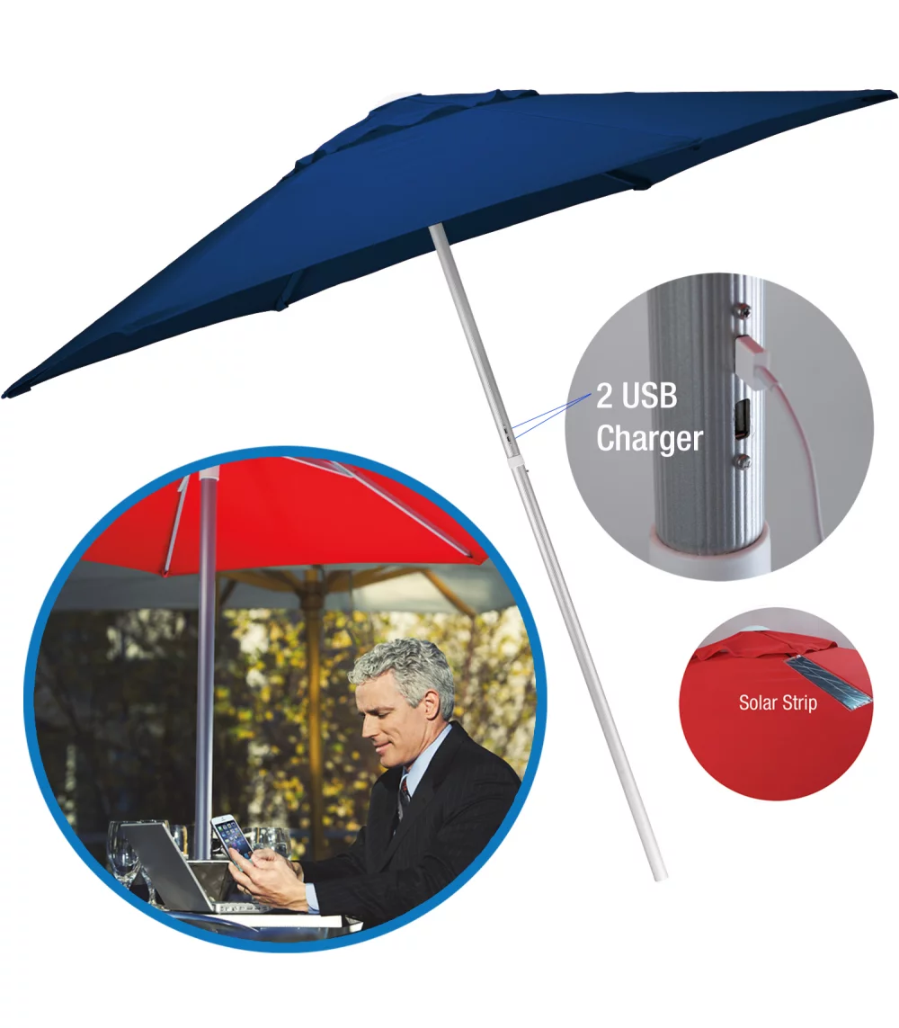 Parasol de marché solaire USB de 7 pieds