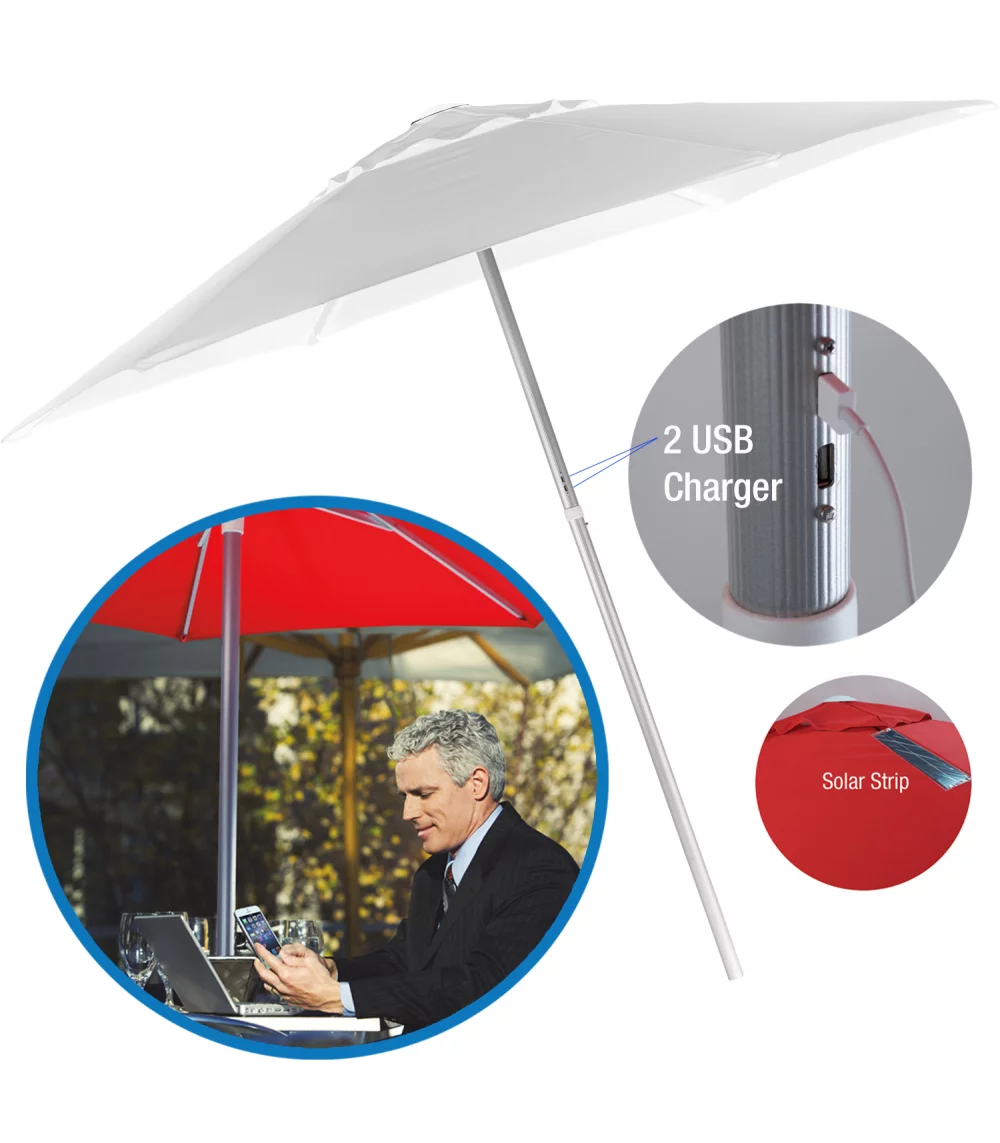 Parasol de marché solaire USB de 7 pieds