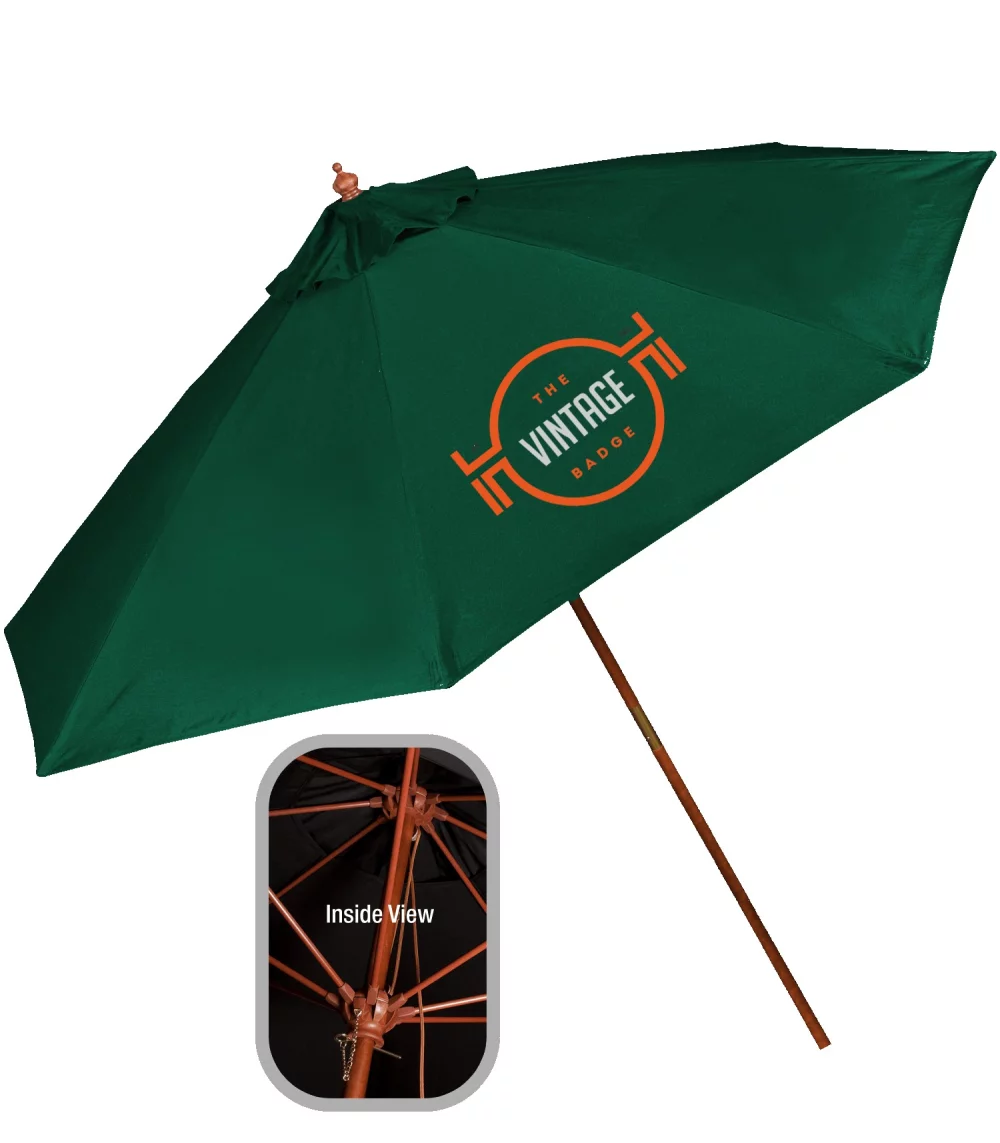Parasol de marché en polyester de 9 pieds en bois
