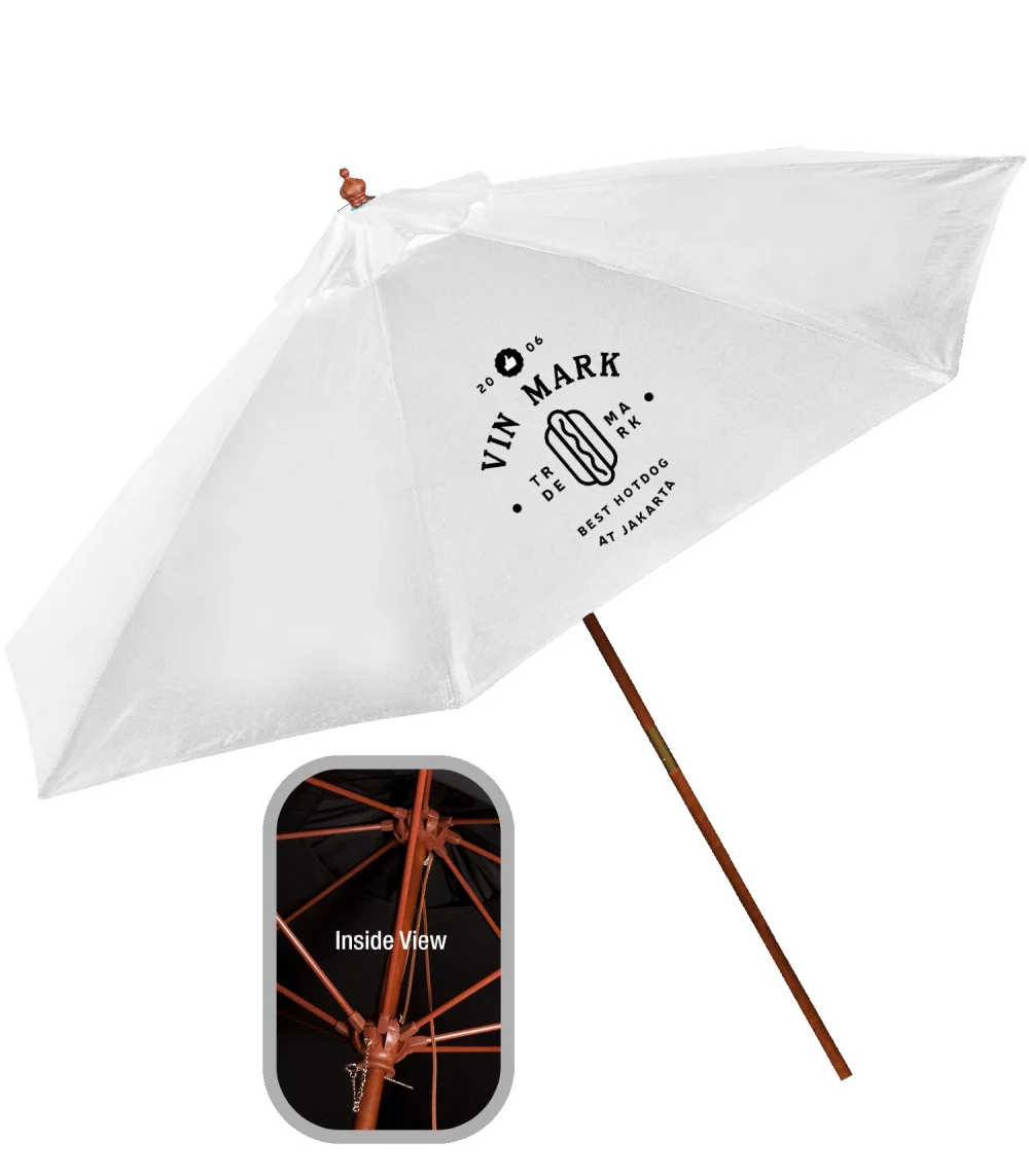 Parasol de marché en polyester de 9 pieds en bois