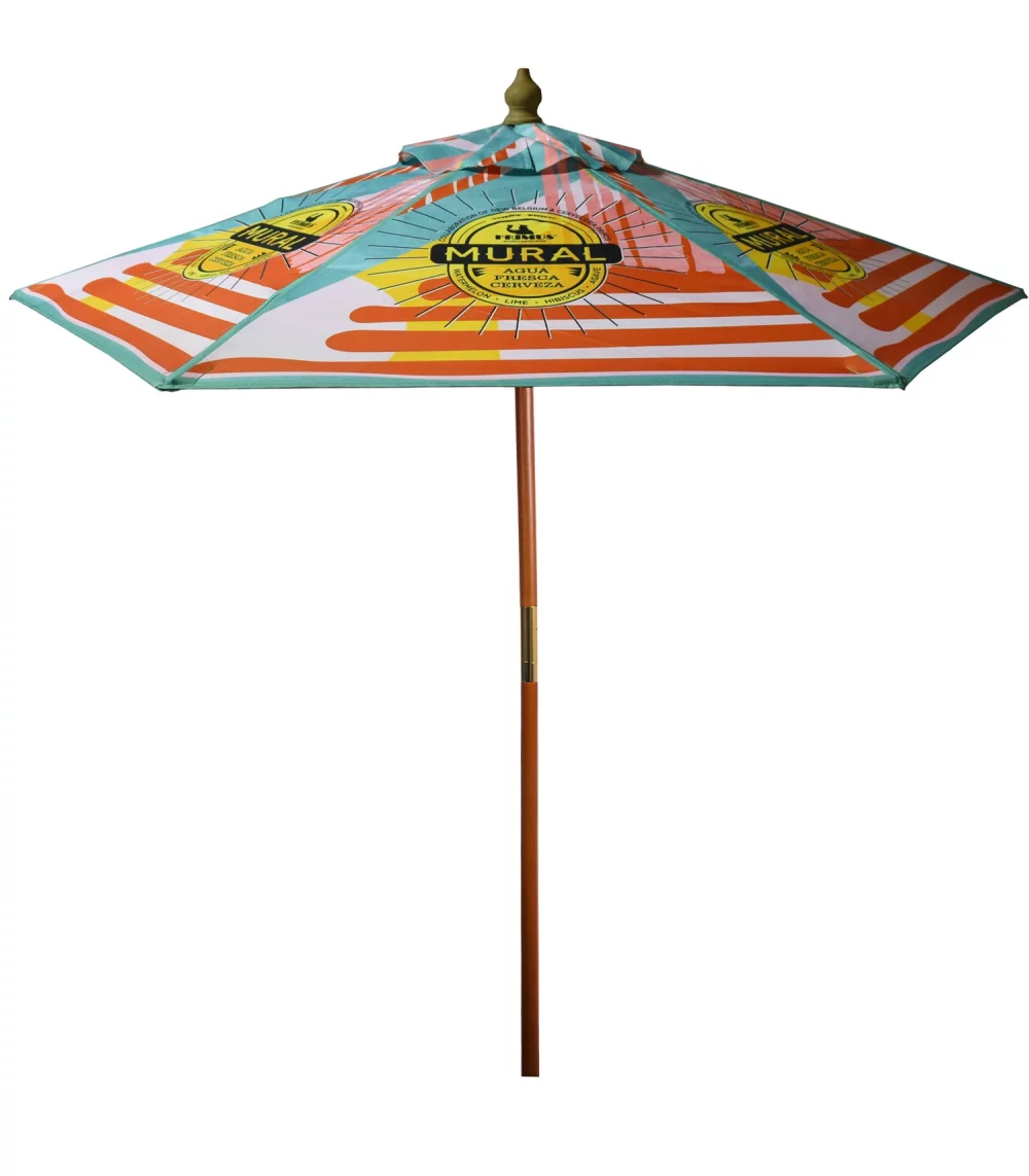 Parapluie de marché en bois de 7' (couleur complète)