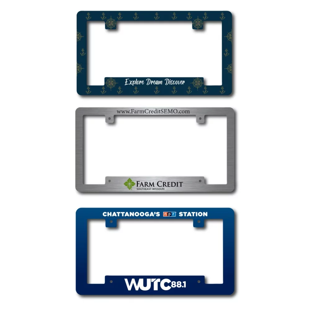 Cadre de plaque d'immatriculation en aluminium de couleur complète