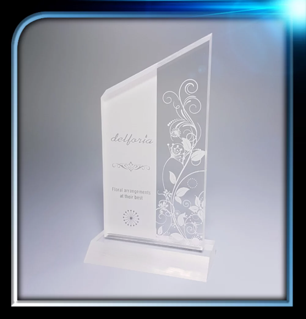 Frosted Series Acrylic Slanted Top Award w/Base (3"x5 3/4"x3/8")