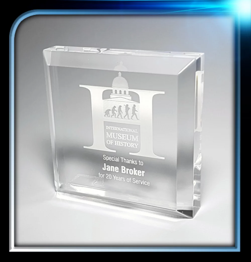 Corporate Series Acrylic Square Paperweight w/Bevel on Top (3"x3"x3/4")