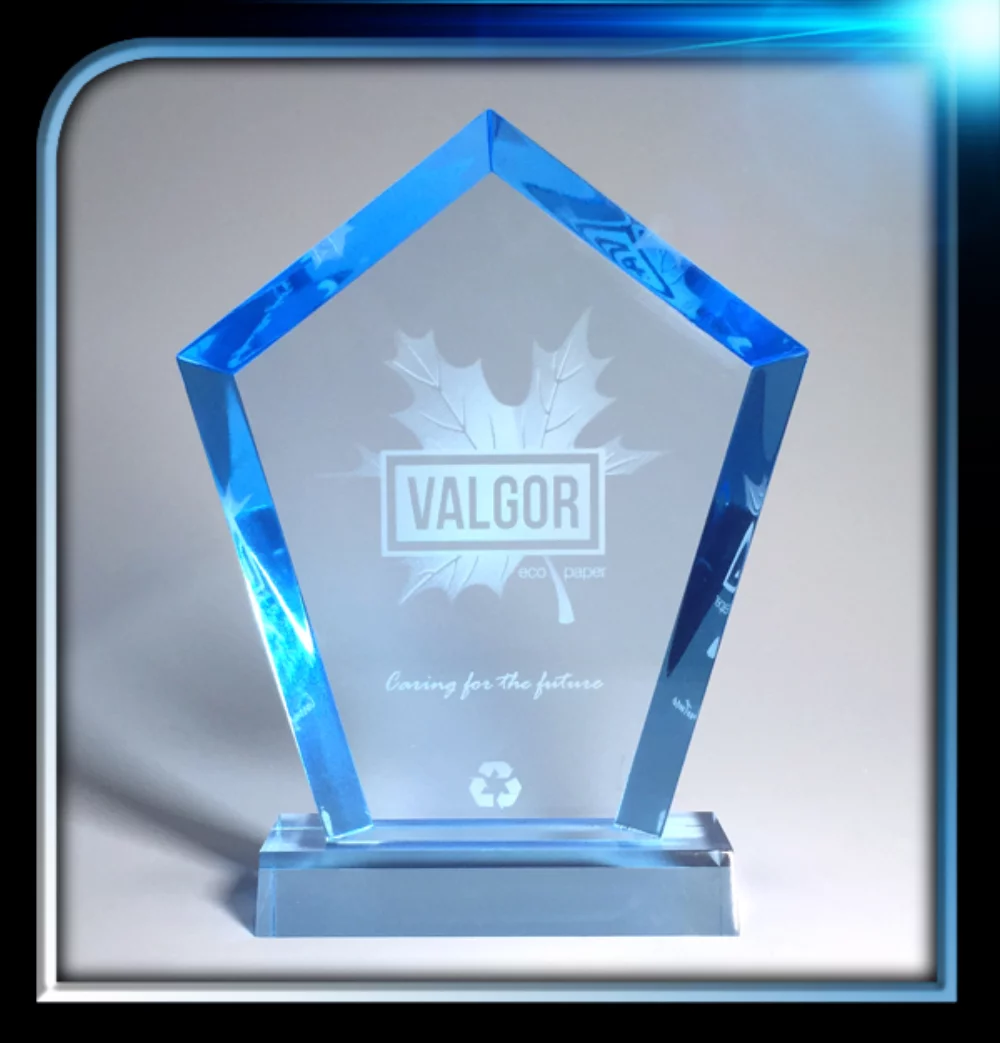 Executive Series Blue Pentagon Award w/Base (6"x7"x3/4")