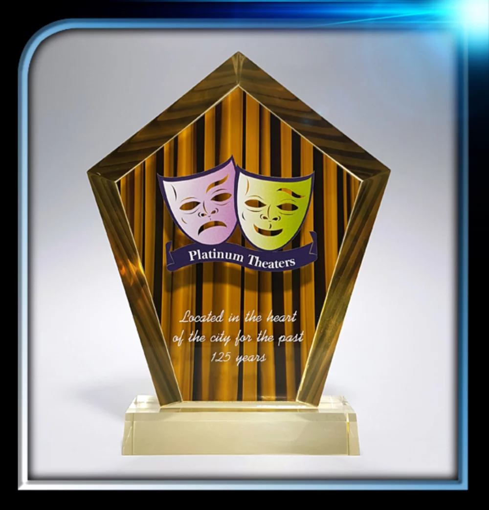 Executive Series Gold Pentagon Award w/Base (6"x7"x3/4")