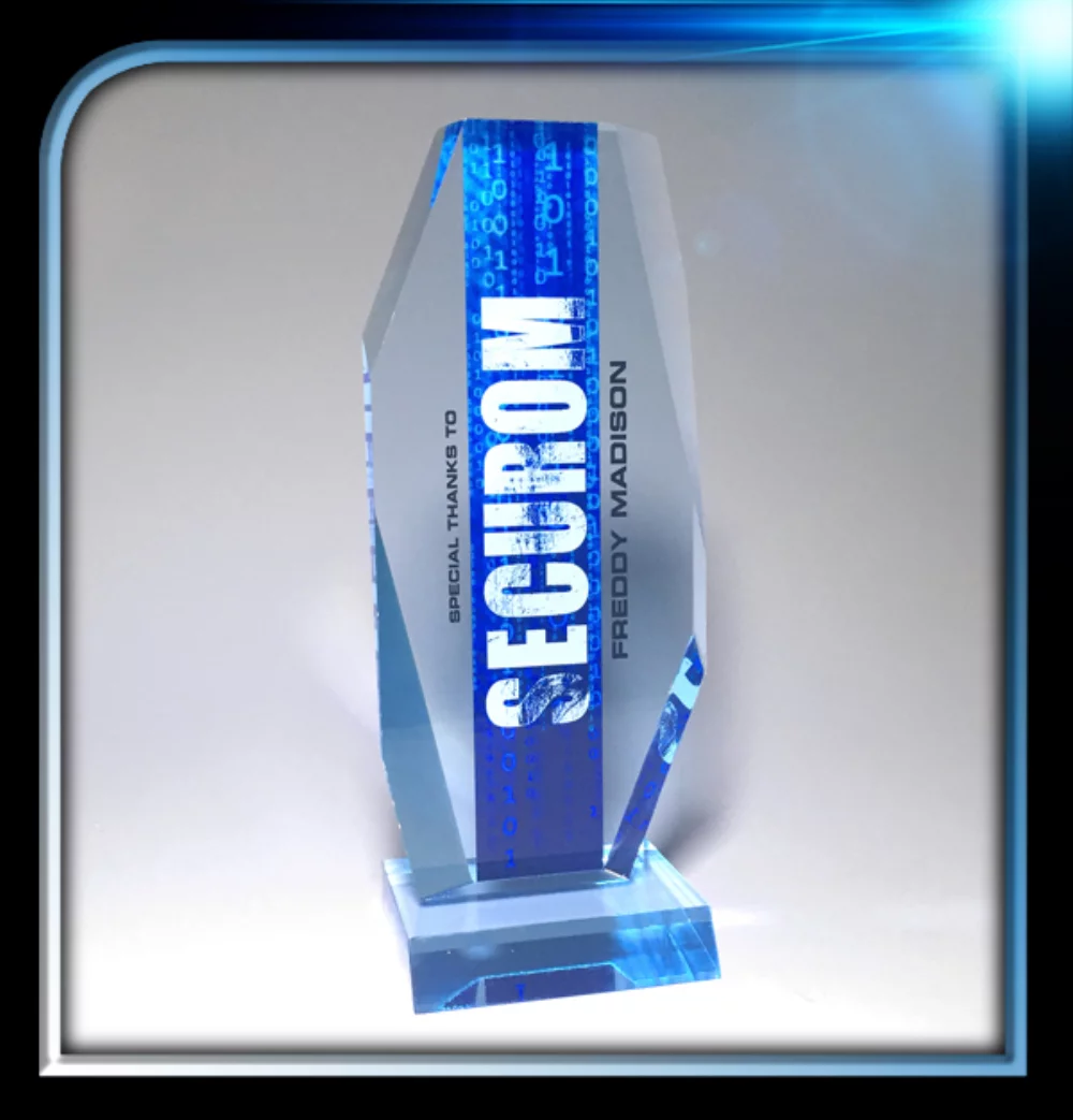 Série exécutive Prix géométrique bleu avec base (4"x9"x3/4")