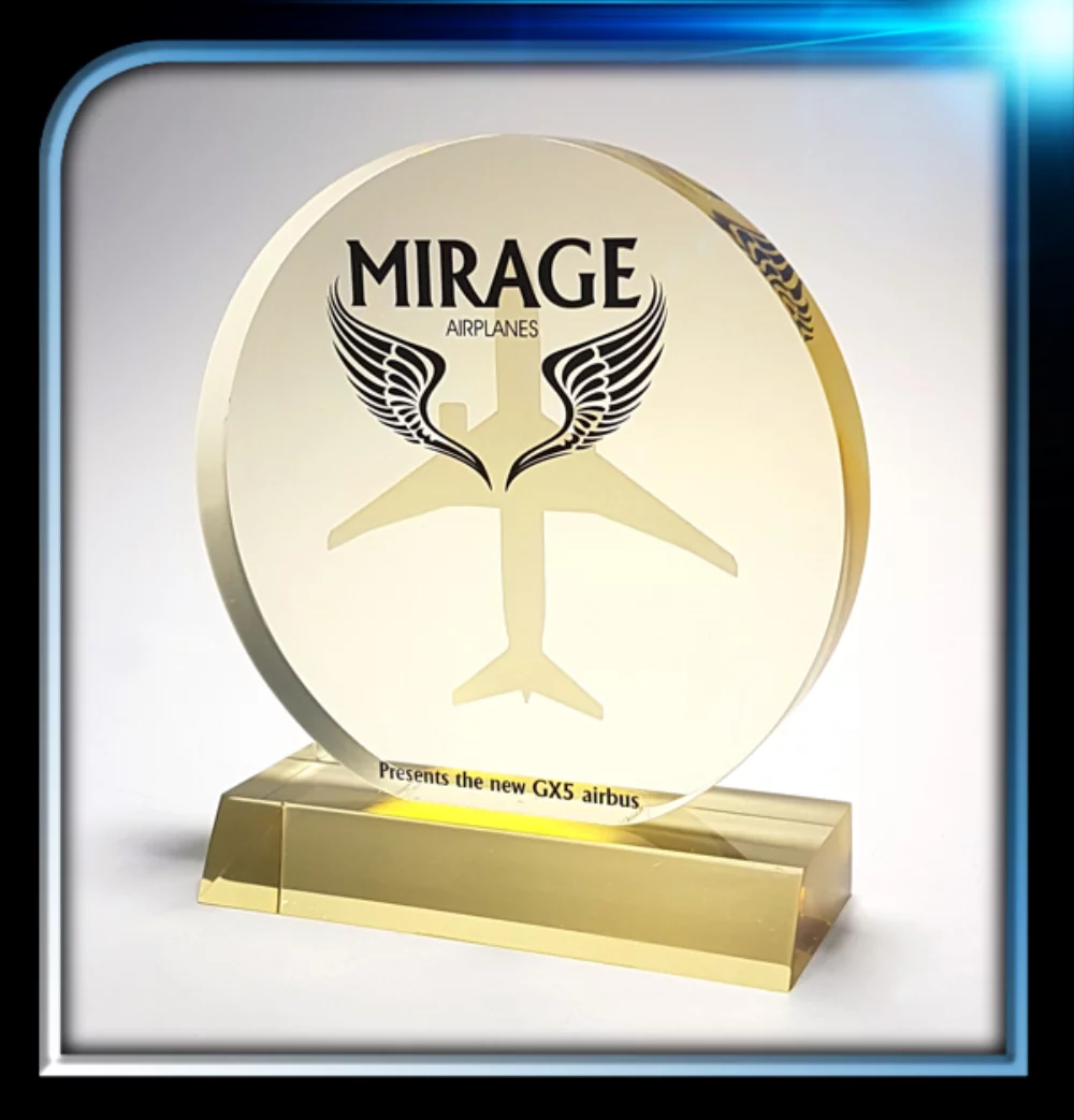 Executive Series Gold Round Award w/Base (5" Dia.x3/4")