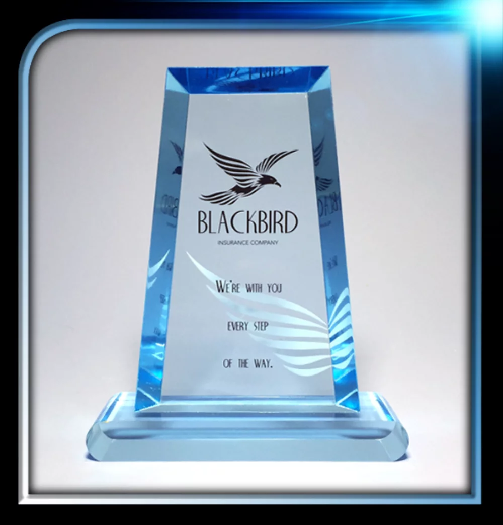 Executive Series Blue Trapezoid Award w/Base (4"x6"x3/4")