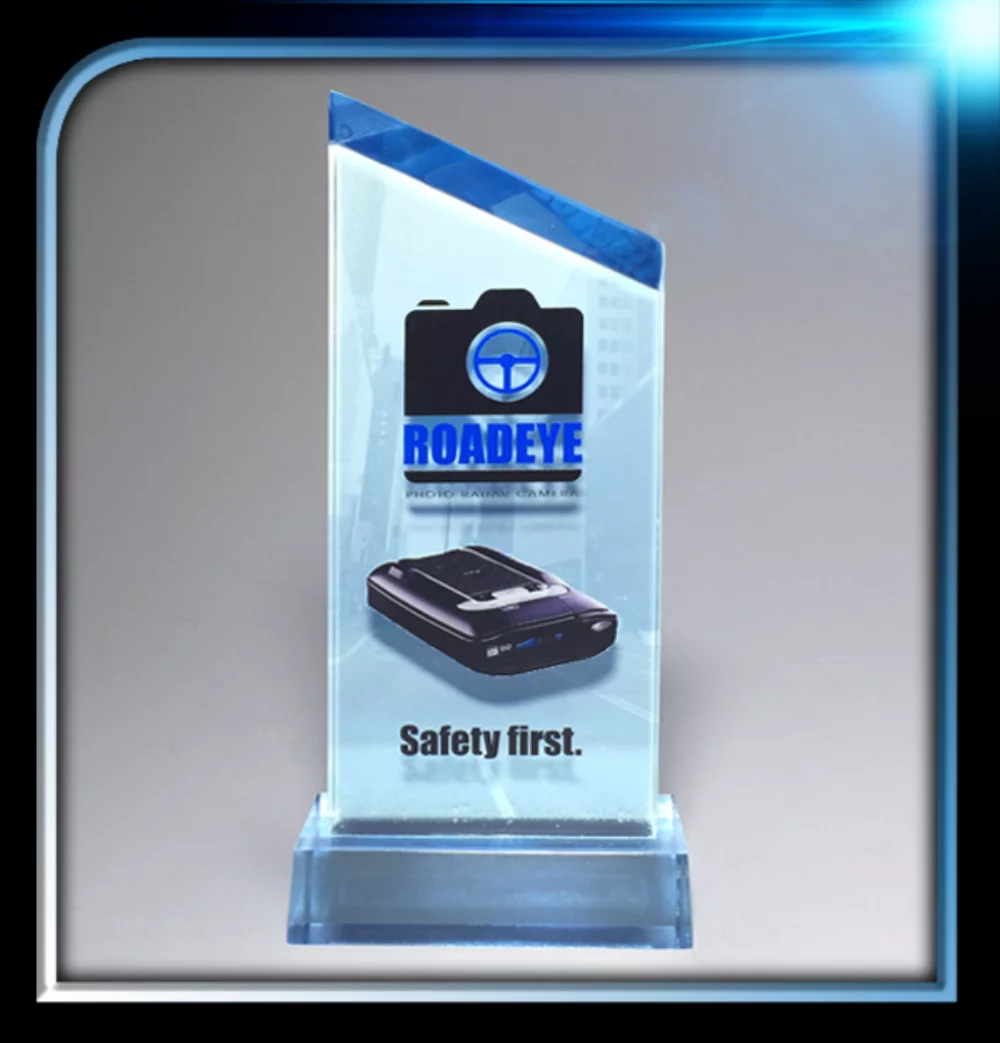 Executive Series Blue Slanted Top Award w/Base (3"x7"x3/4")