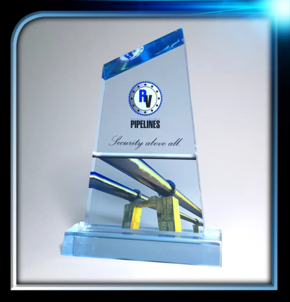 Série exécutive Prix bleu avec sommet incliné et base (4" x 6 1/2" x 3/4")