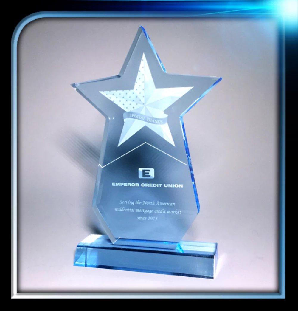 Executive Series Blue Star Award w/Base (6"x8 1/2" x 3/4")