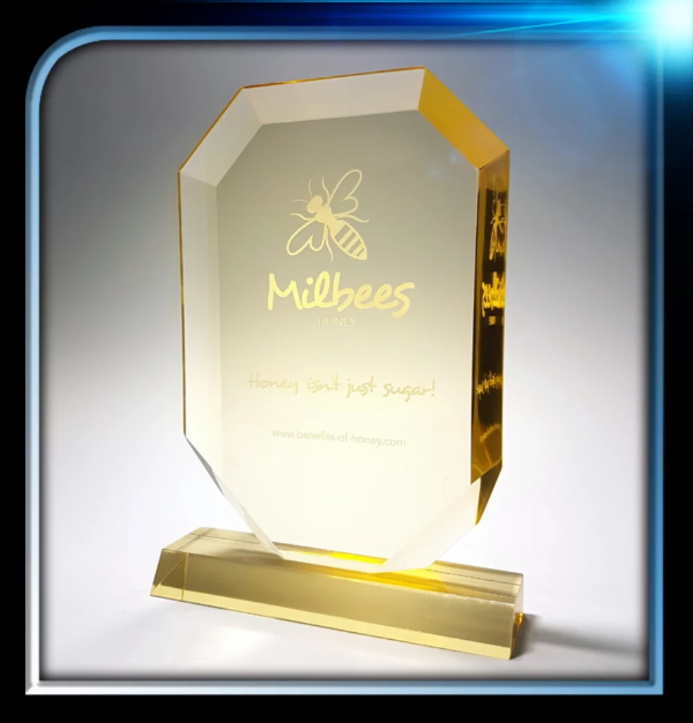 Executive Series Gold Vertical Jewel Award w/Base (6"x8 1/2"x3/4")