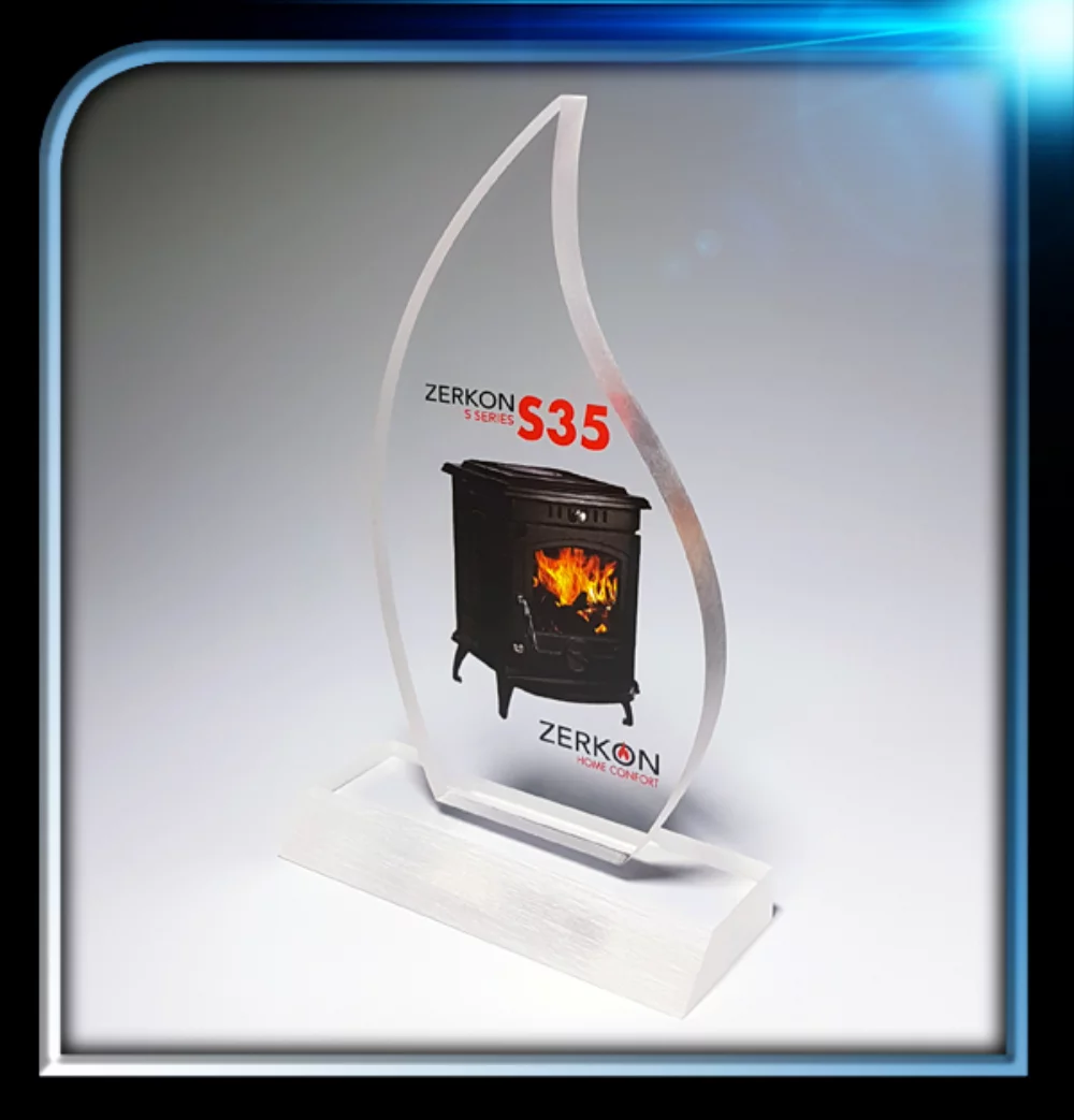 Prix de la flamme acrylique de la série givrée avec base (3 1/4" x 6" x 3/8")