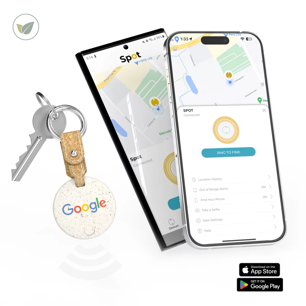EcoSpot Pro: Eco Bluetooth Tracker with Cork Keychain