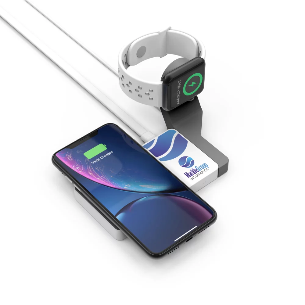 PowerPad : Chargeur sans fil de bureau et support pour montre.