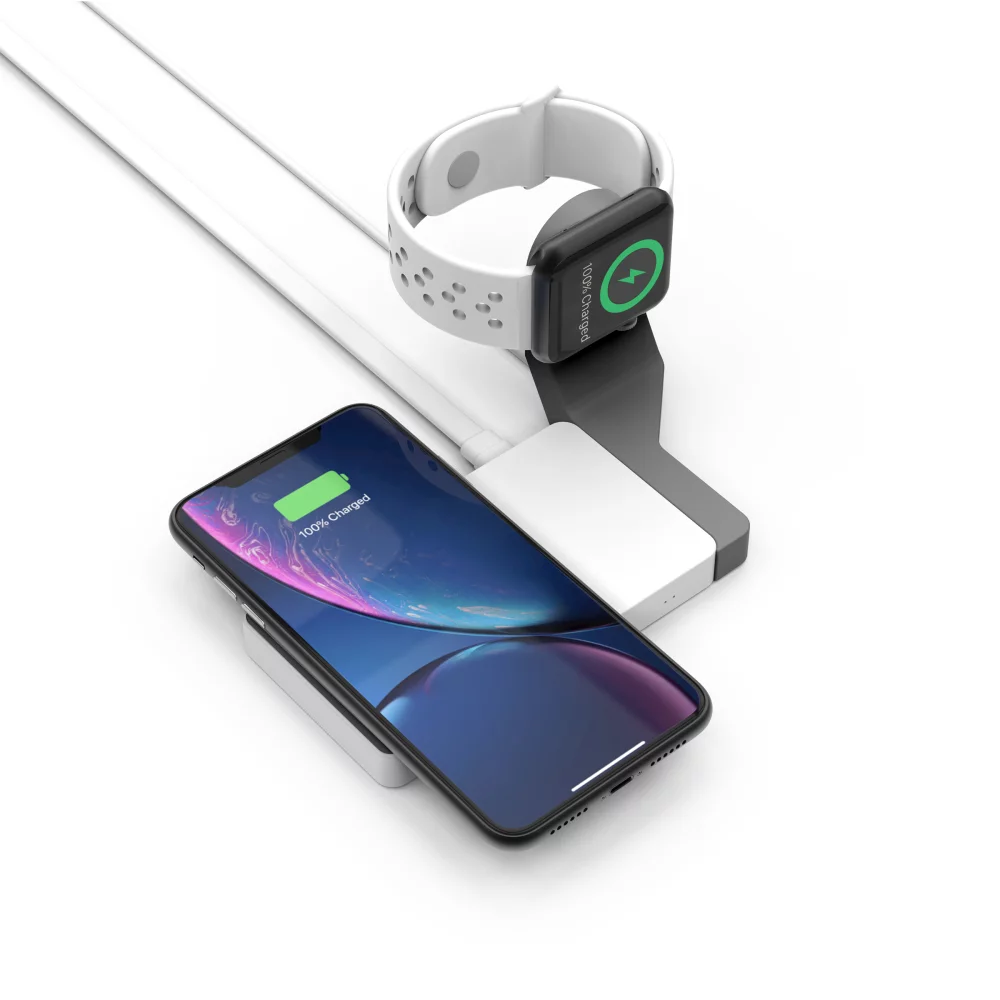 PowerPad : Chargeur sans fil de bureau et support pour montre.