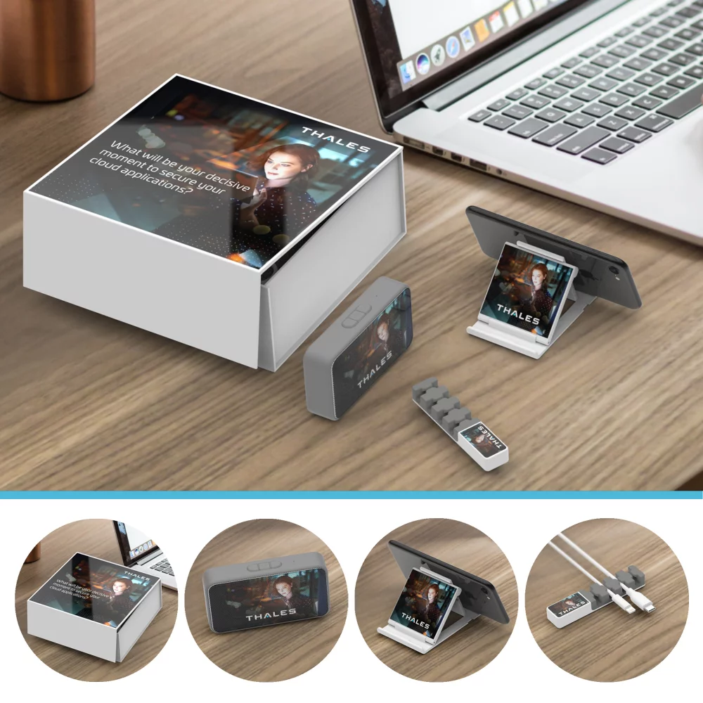 Kit DeskSaver Music : Enceinte, organiseur de câbles et support pour téléphone